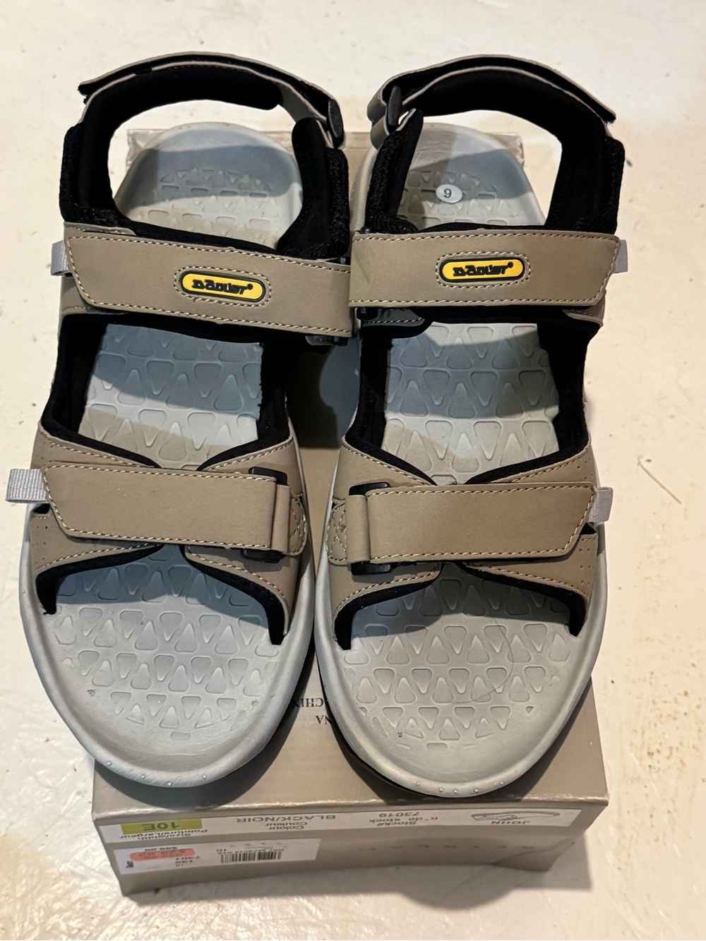 New-Daoust Taupe and Light Gray Strappy Velcro Sport Sandals